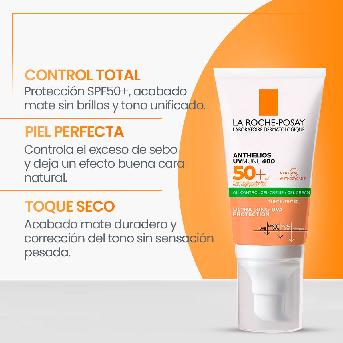 LA ROCHE POSAY ANTHELIOS GEL CREMA TOQUE SECO CON COLOR 50ML