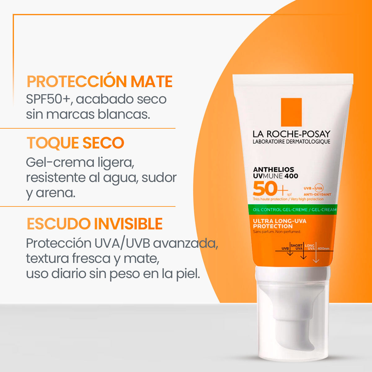 LA ROCHE POSAY ANTHELIOS GEL CREMA TOQUE SECO SIN COLOR 50ML